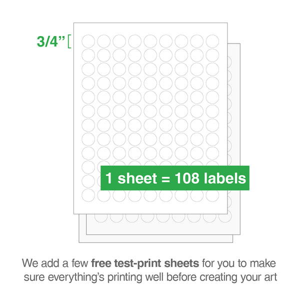 3/4" Printable Round Labels: 2,700/Pack