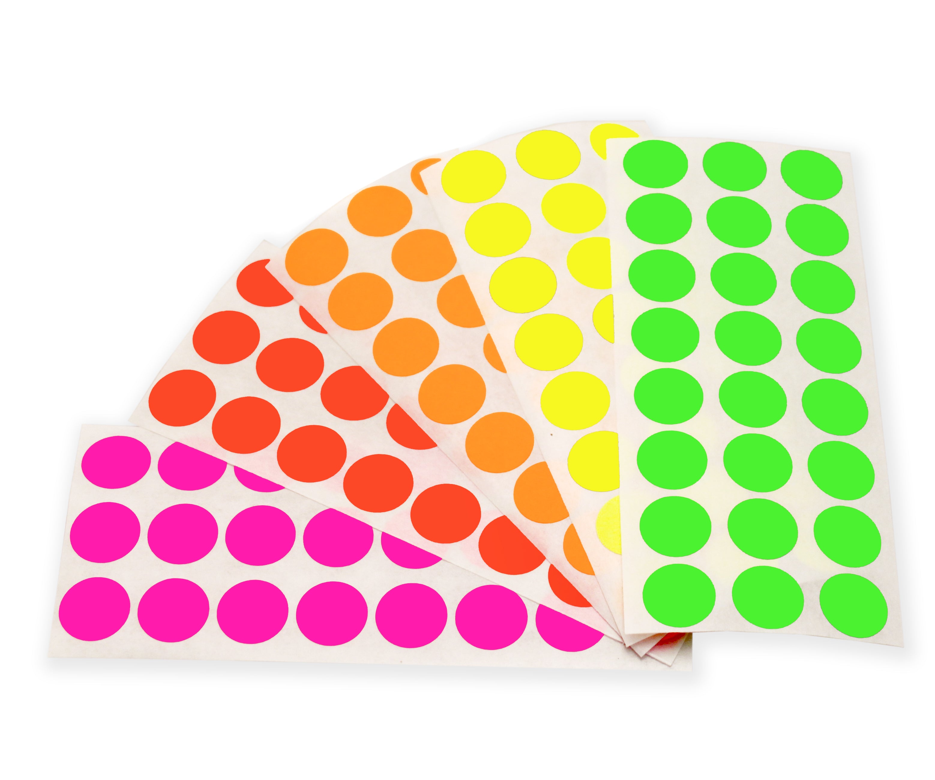 ChromaLabel 1/2 Permanent Round Color-Code Sheeted Dot Pack (Fluorescent): 1,200/Pack