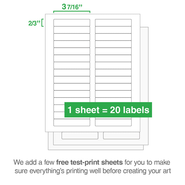 Rectangle Laser Labels - 2/3" x 3-7/16": 750/Pack, 25 Sheets