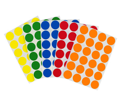 ChromaLabel 3/4 Removable Round Color-Code Sheeted Dot Pack (Standard): 1,200/Pack