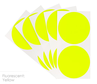 3 inch FLO Yellow Removable Color Coding Stickers on Sheeted Liners