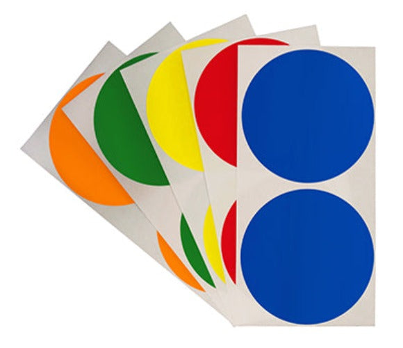 2 Permanent Round Color Coding Sheeted Dot Kit (Primary): 100/Pack