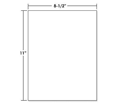 Full Sheet Printable Labels, 8.5 x 11 inch, 25/Pack, White