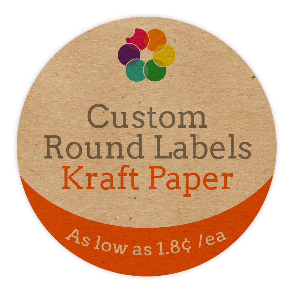 Round kraft paper stickers without print, 500 pcs, 25mm - Labels on a roll