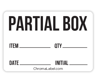 2" x 3" Color-Code "Partial Box" Shipping and Inventory Rectangle Labels: 250/Roll