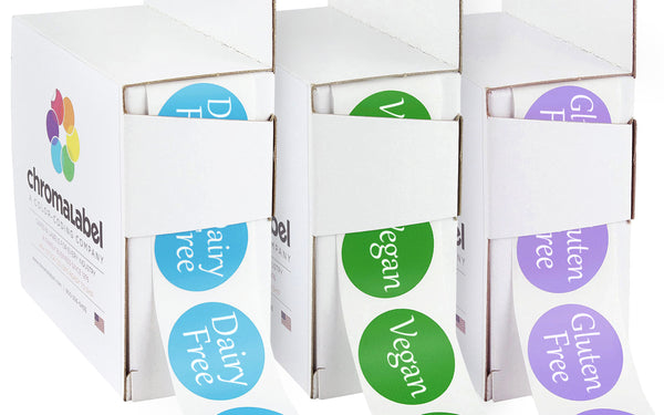1" Imprinted Food Dots Kit: 3 Boxes, 500/Box