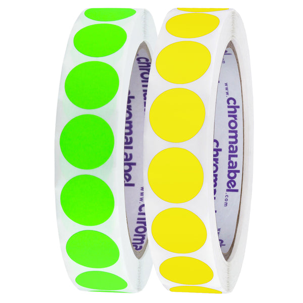 3/4" Removable Color Code Fluorescent Green and Yellow Dot Kit, 2 Rolls, 1000/Roll
