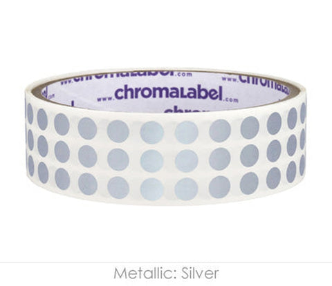 0.25 inch Color-Code Labeling Dots-1000/Roll, Permanent Metallic Silver - larger clean product image