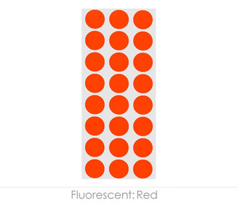0.50 inch Permanent Dot Labeling Stickers - 1,200 per Pack Fluorescent Red - larger clean product image