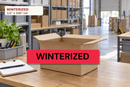 WINTERIZED custom printed tape shown in a warehouse quality-control context