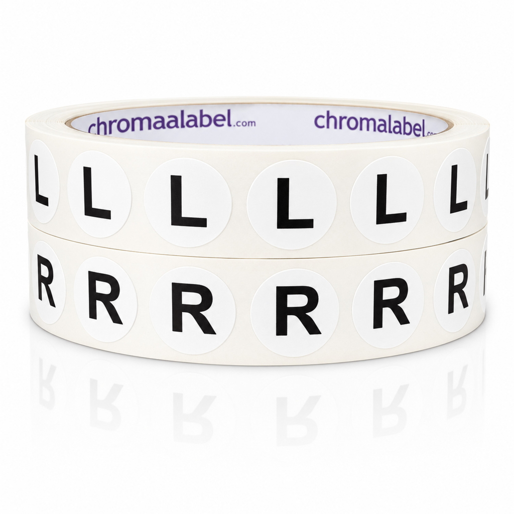 L & R Stickers for Left and Right Identification - 2.000 Total Labels