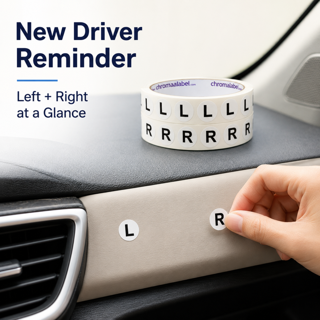 L & R Stickers for Left and Right Identification - 2.000 Total Labels