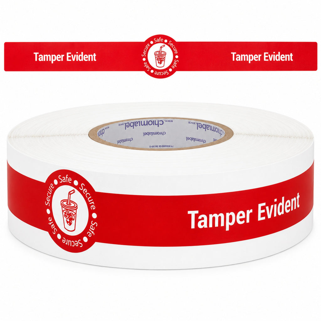 Tamper Evident Drink Lid Labels for Delivery & Takeout Cups, 500/Roll
