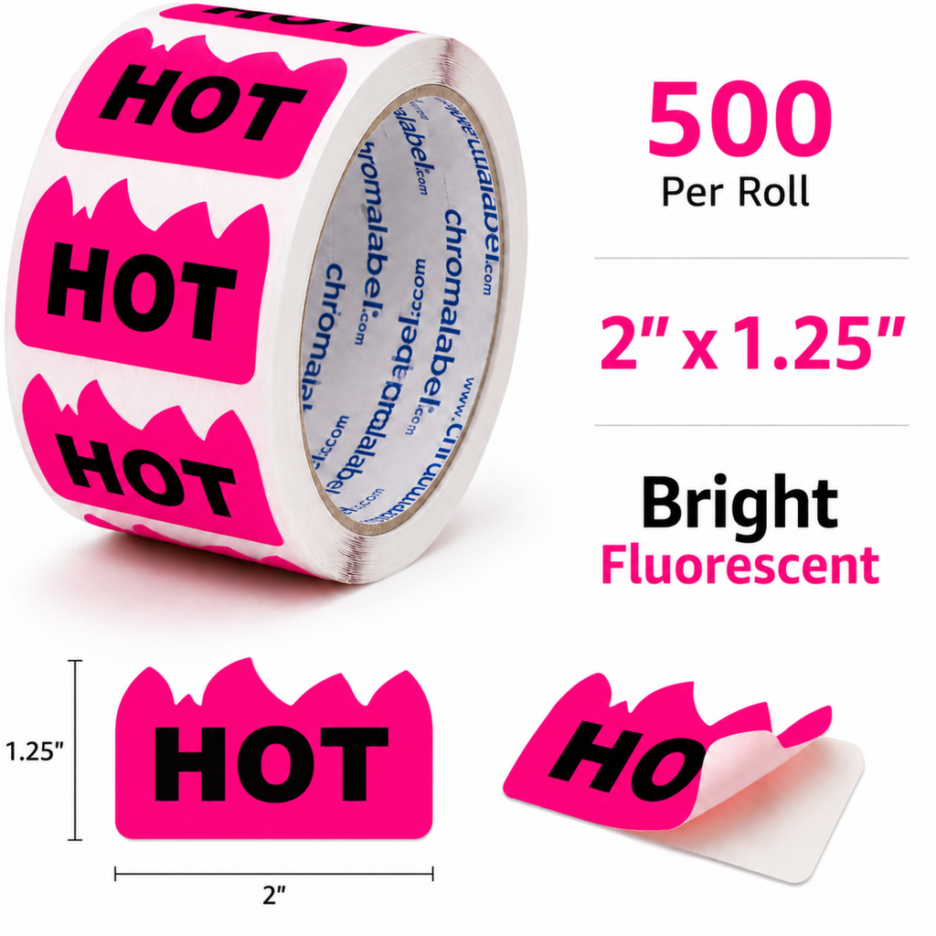 Fluorescent Pink HOT Stickers, 2