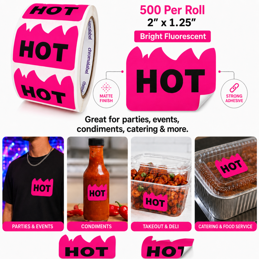 Fluorescent Pink HOT Stickers, 2