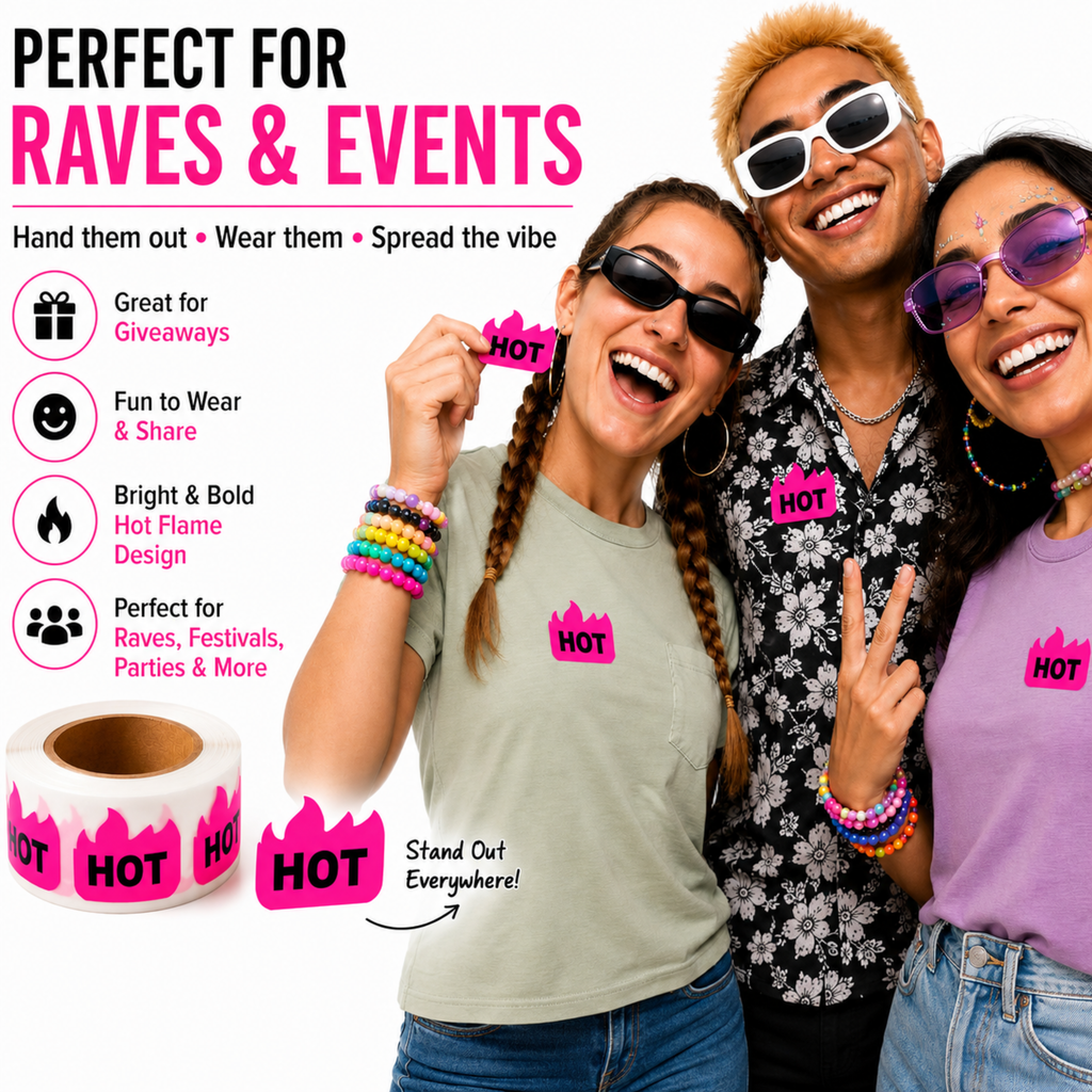 Fluorescent Pink HOT Stickers, 2