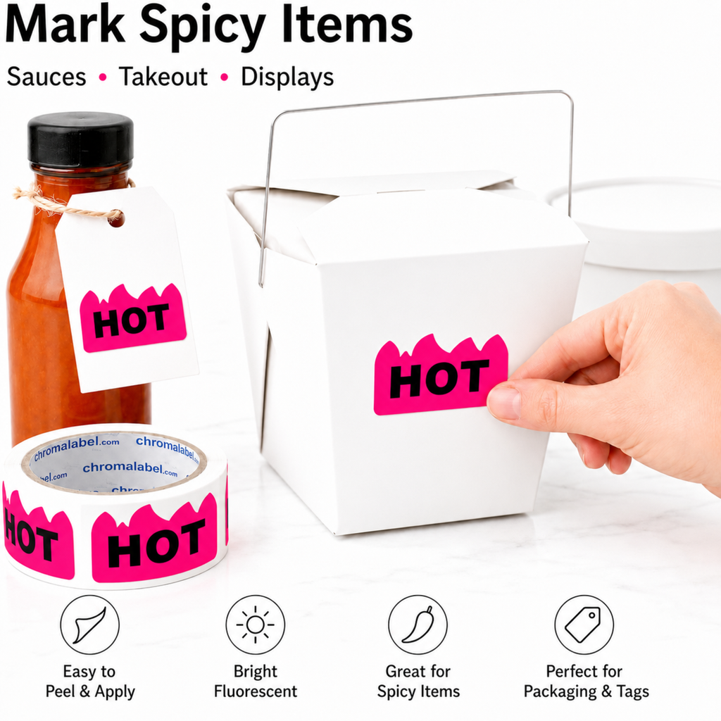 Fluorescent Pink HOT Stickers, 2