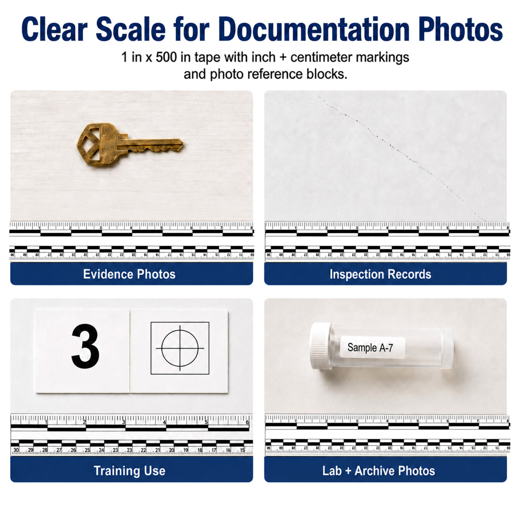 Crime Scene Measure Tape, 1 Inch x 500 Inches, Forensic Photo Scale