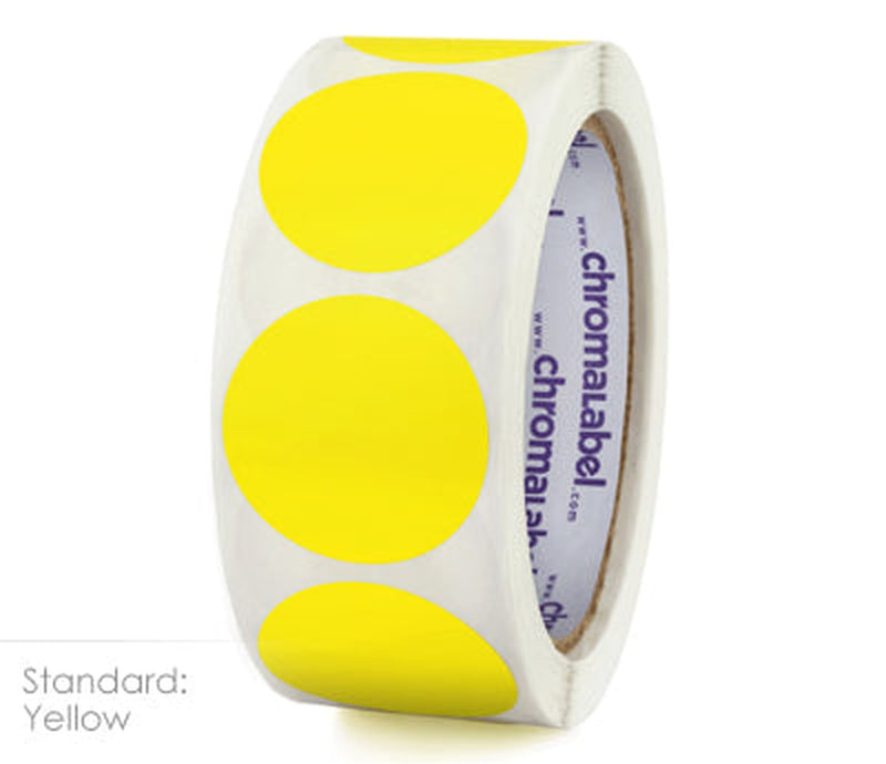 1-1/2" Permanent Round Color-Code Dot Inventory Labels: 500/Roll – Yellow