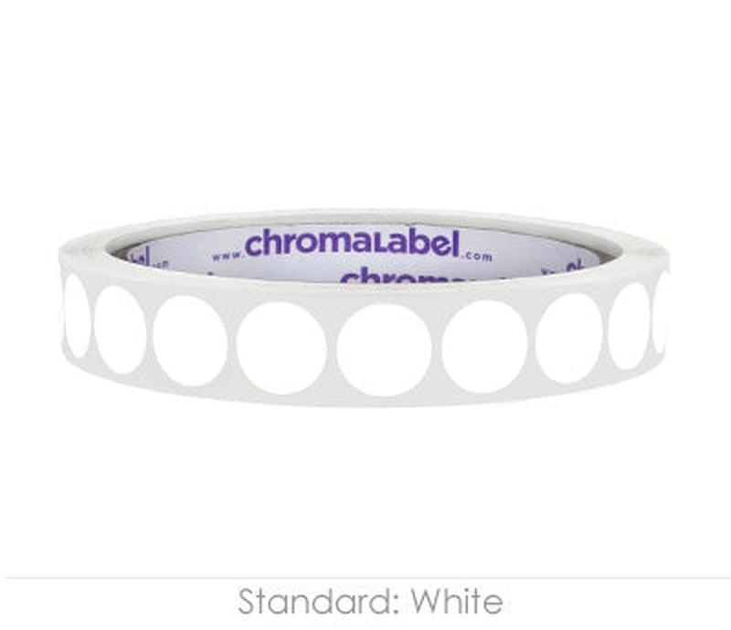 1/2" Permanent Round, Color-Code Dot Stickers: 1,000/Roll – White