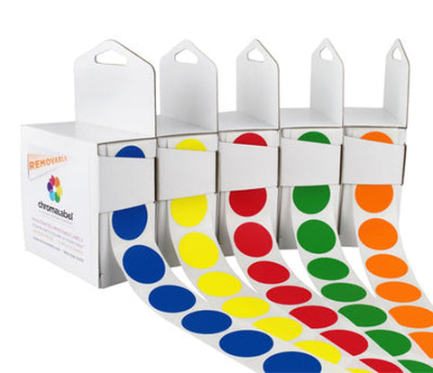 1 in. Removable Color-Code Dot Variety Kits - 5 Colors, 5000 Labels - larger clean product image