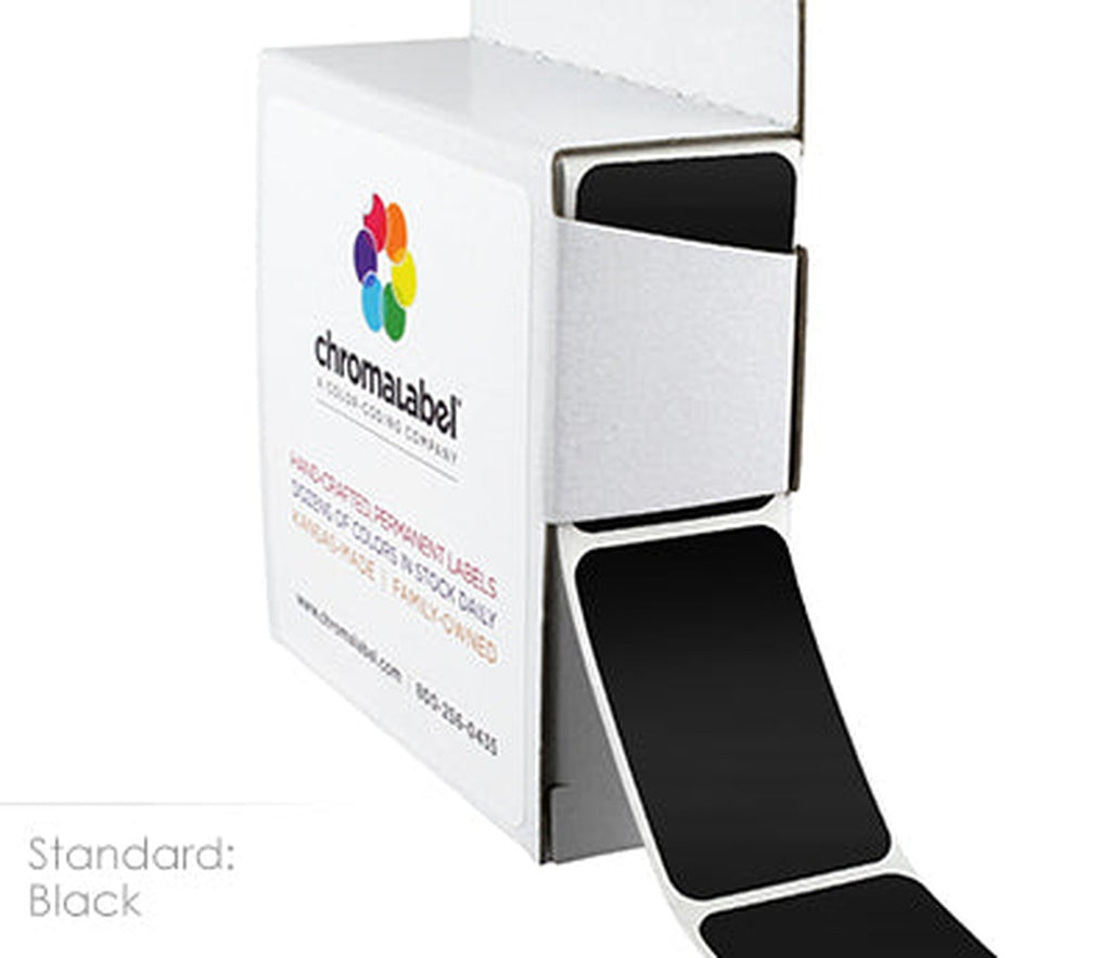 1 x 1.5 inch Rectangular Stickers in Dispenser Boxes | 250/Box Black - larger clean product image