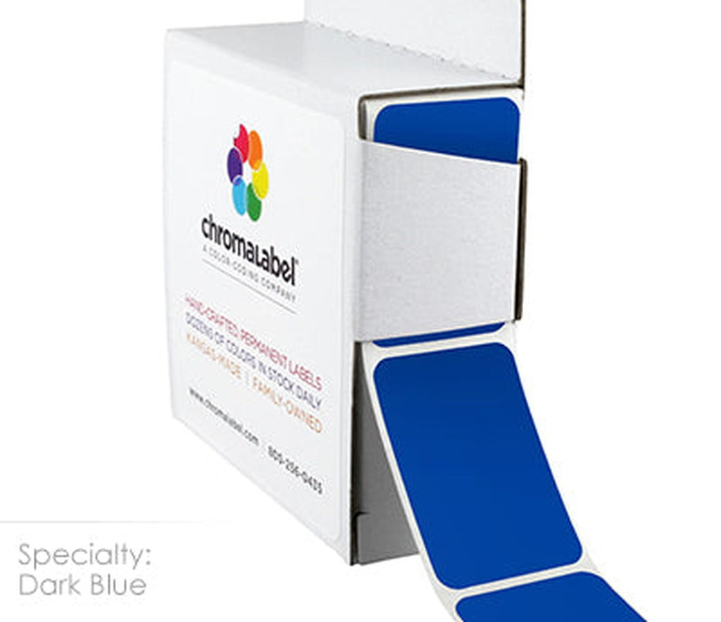 1 x 1.5 inch Rectangular Stickers in Dispenser Boxes | 250/Box Dark Blue - larger clean product image