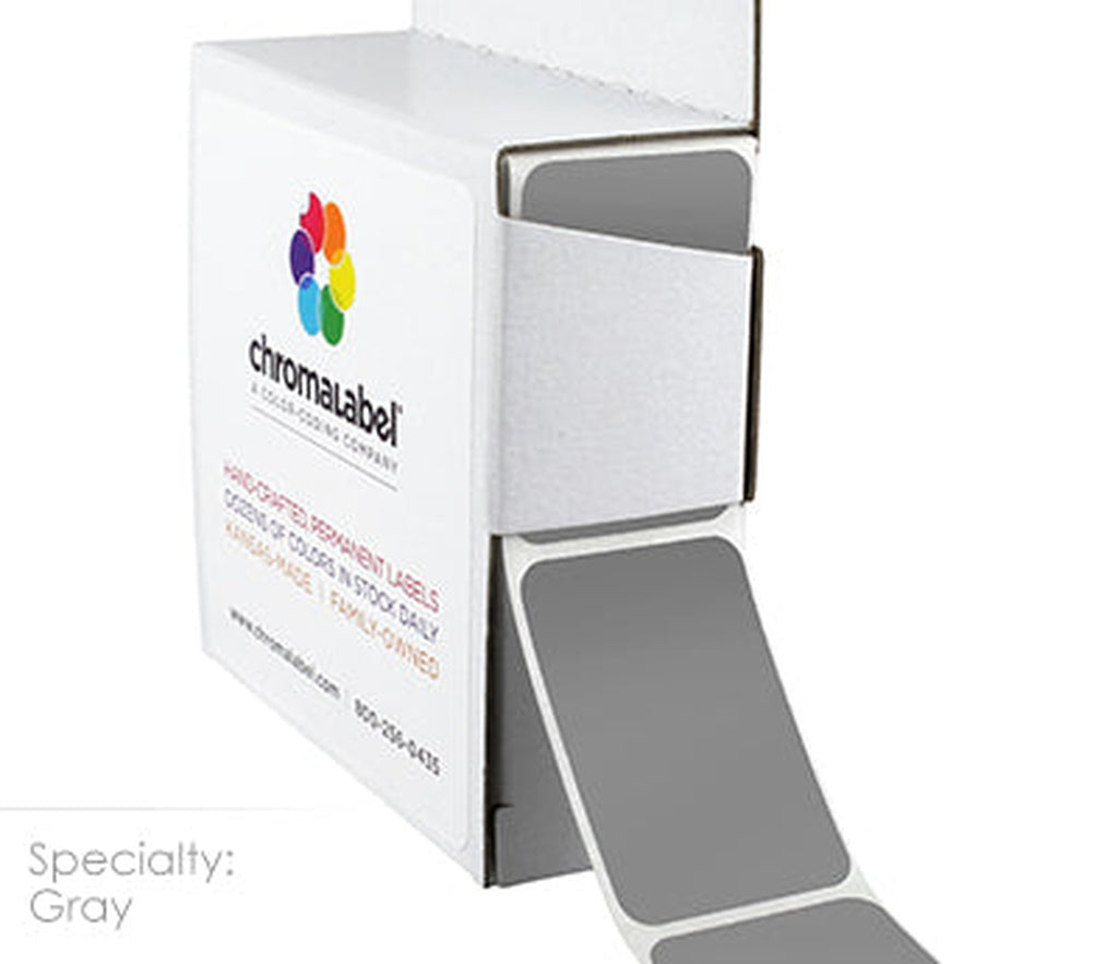 1 x 1.5 inch Rectangular Stickers in Dispenser Boxes | 250/Box Gray - larger clean product image
