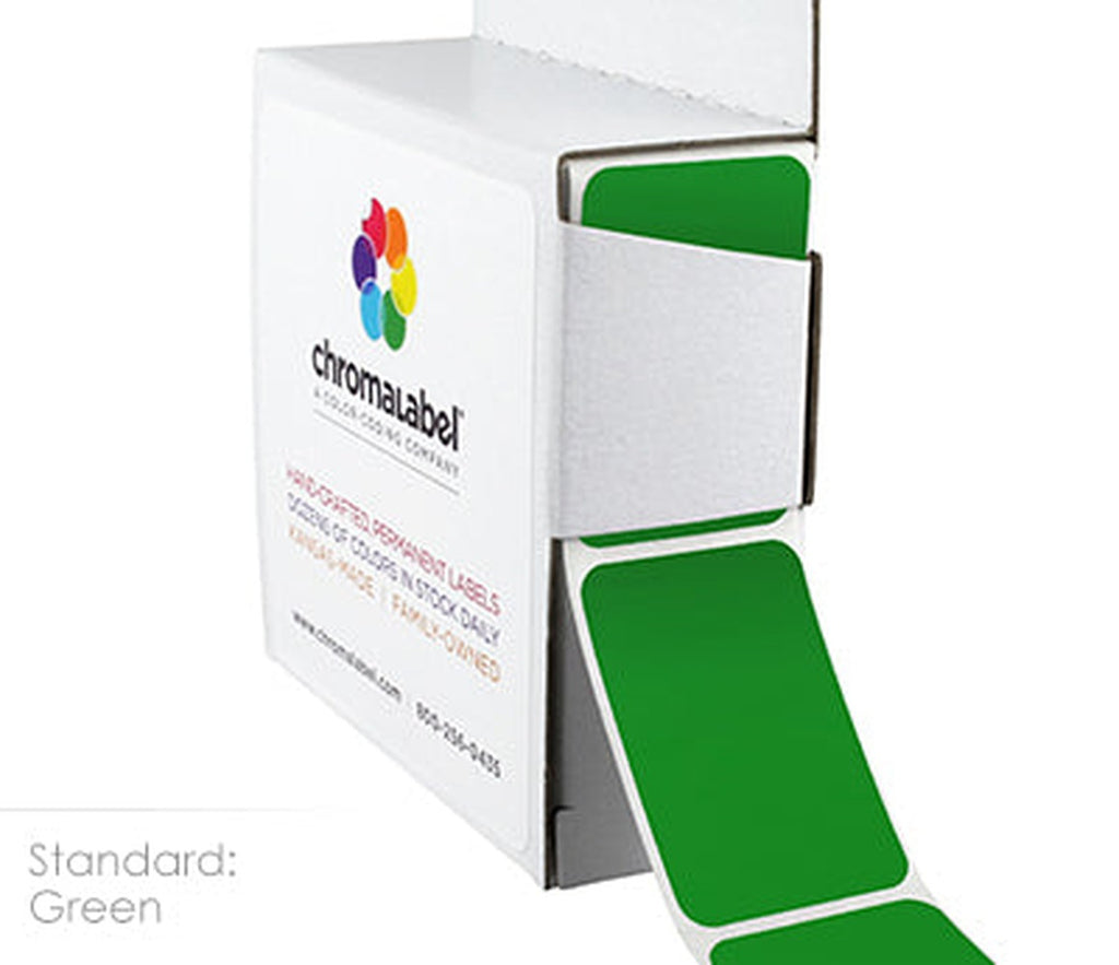 1 x 1.5 inch Rectangular Stickers in Dispenser Boxes | 250/Box Green - larger clean product image