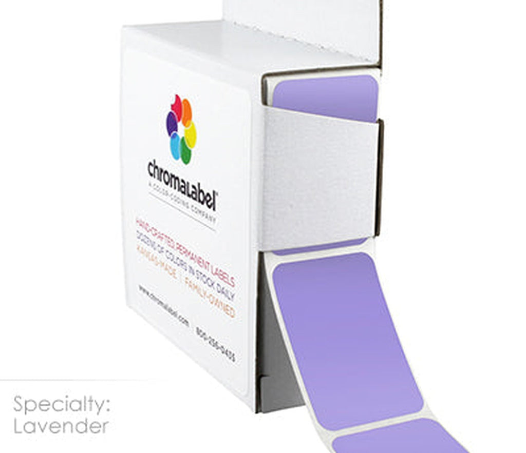 1 x 1.5 inch Rectangular Stickers in Dispenser Boxes | 250/Box Lavender - larger clean product image