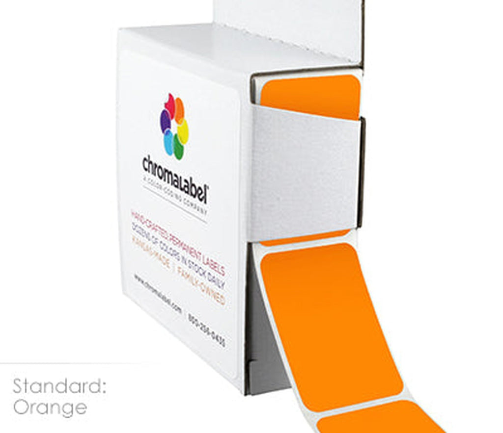 1 x 1.5 inch Rectangular Stickers in Dispenser Boxes | 250/Box Orange - larger clean product image