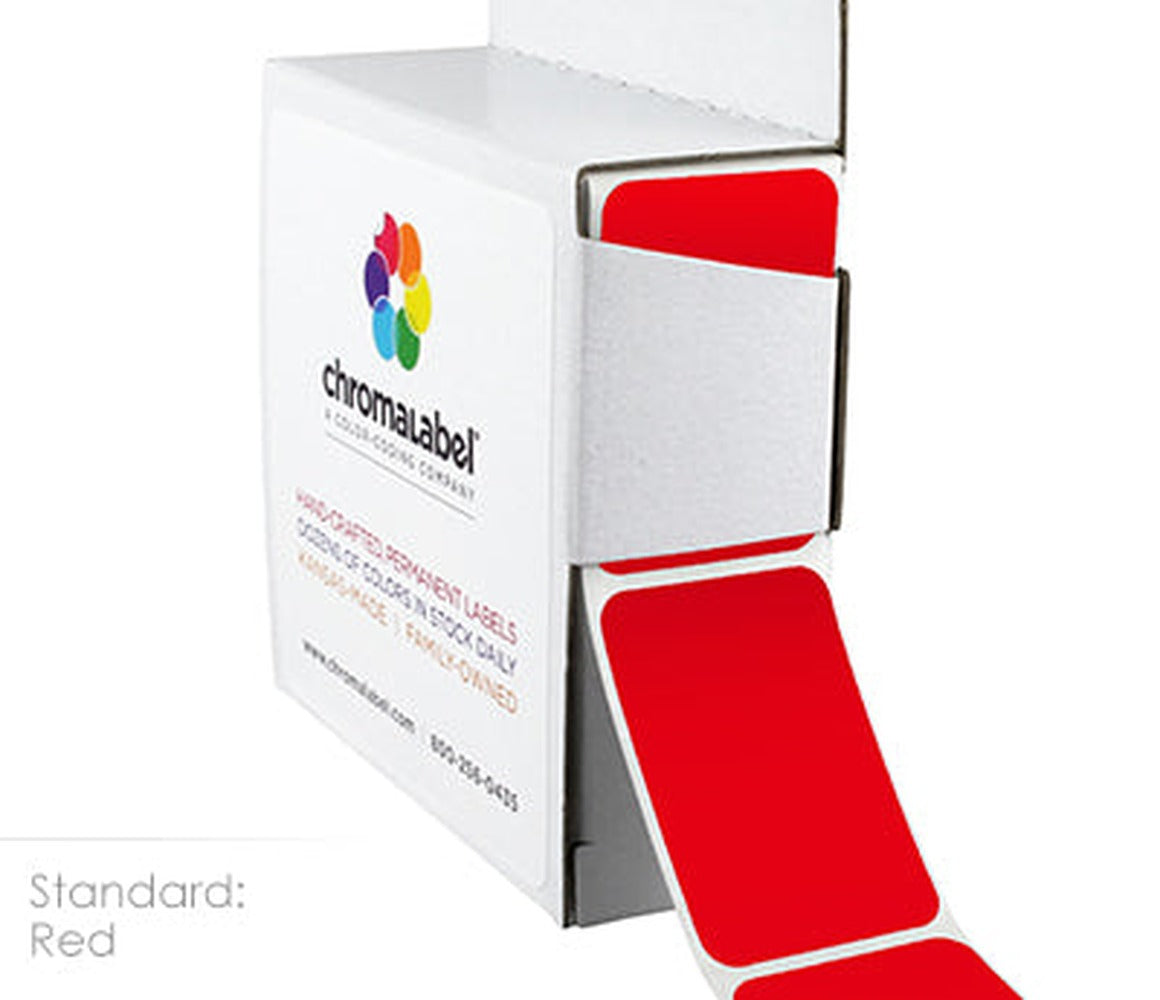 1 x 1.5 inch Rectangular Stickers in Dispenser Boxes | 250/Box Red - larger clean product image