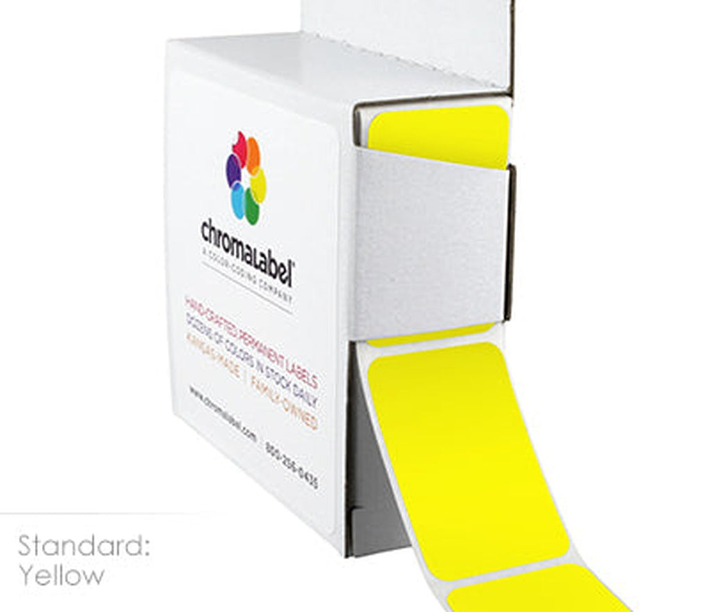 1 x 1.5 inch Rectangular Stickers in Dispenser Boxes | 250/Box Yellow - larger clean product image