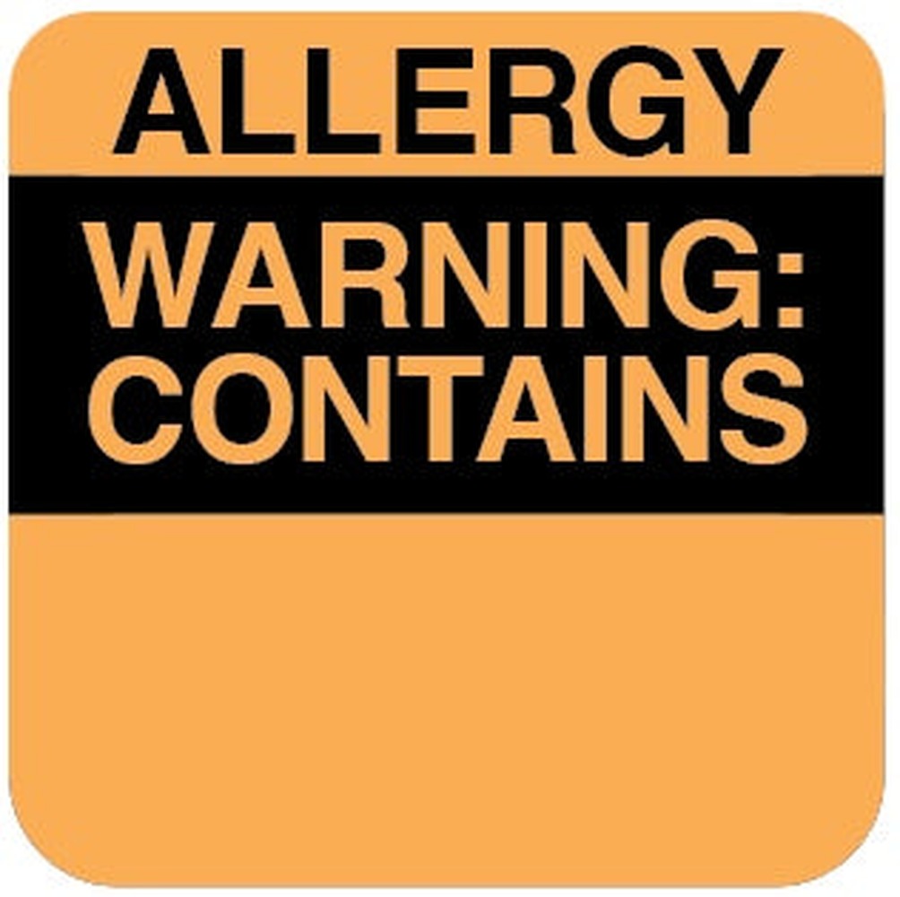 1 x 1 inch Square Allergy Warning Stickers | 1,000/PACK Warning Contains - larger clean product image