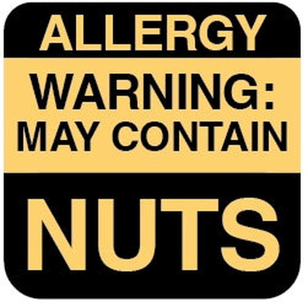 1 x 1 inch Square Allergy Warning Stickers | 1,000/PACK Warning May Contain Nuts - larger clean product image