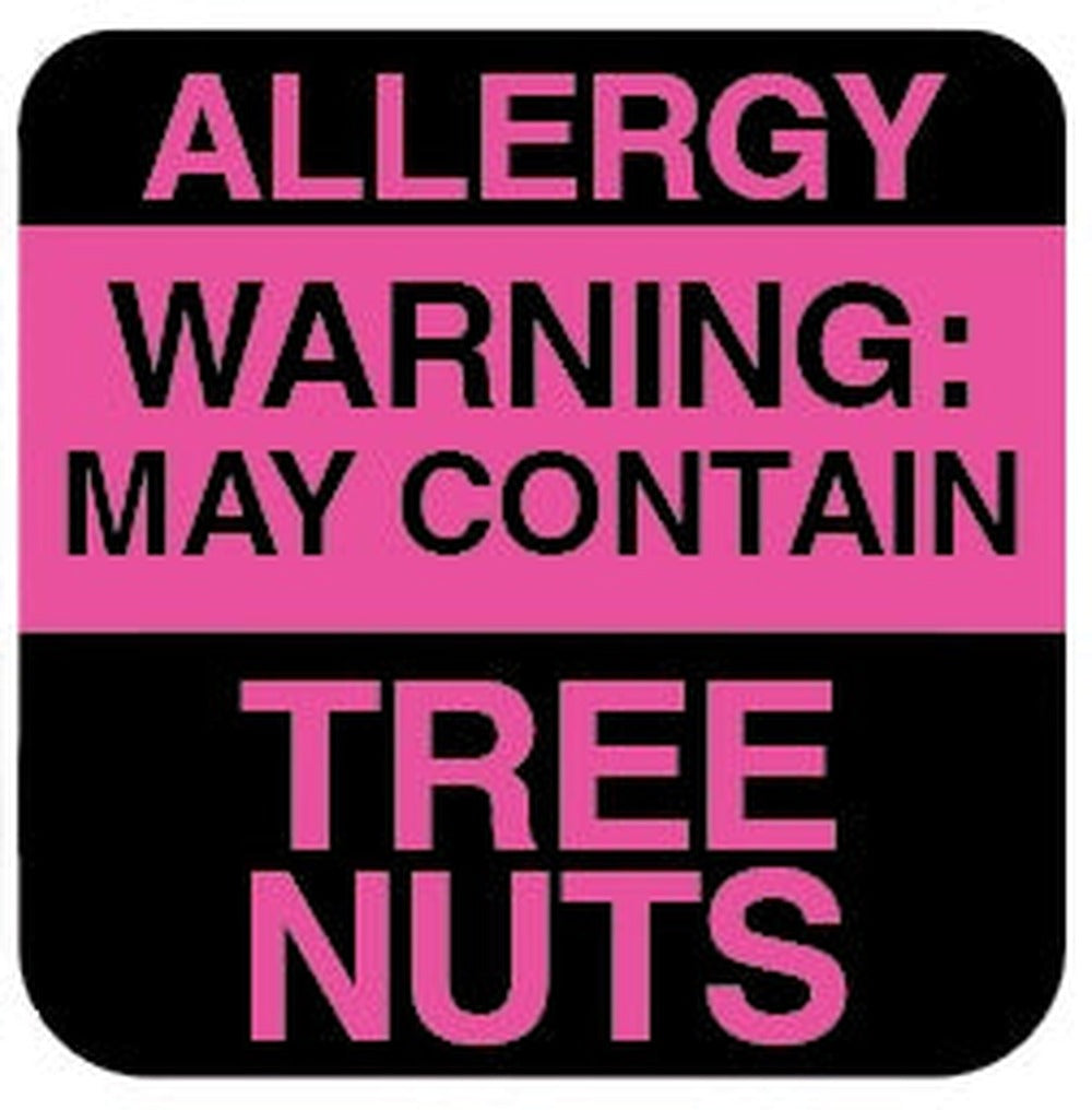 1 x 1 inch Square Allergy Warning Stickers | 1,000/PACK Warning May Contain Tree Nuts - larger clean product image