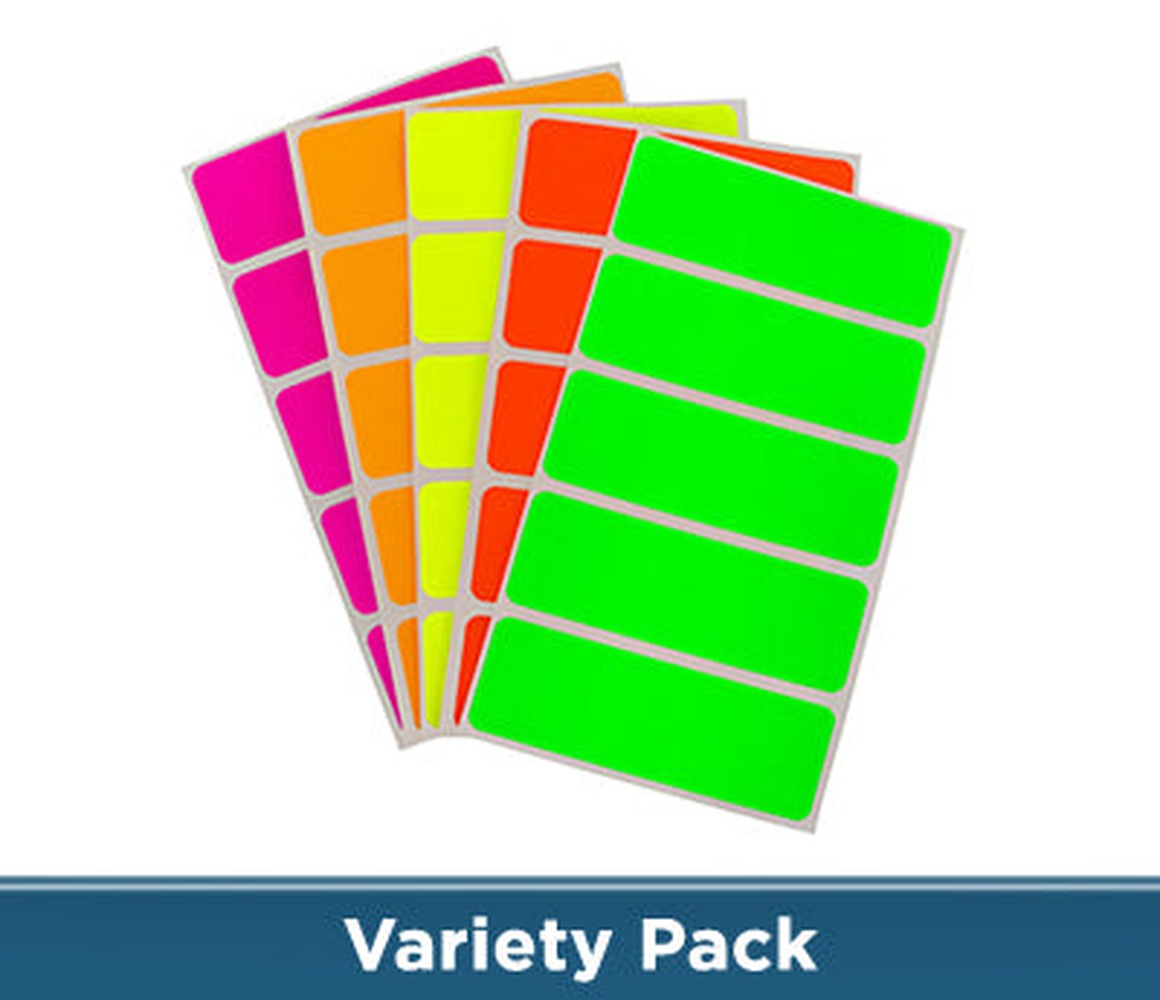 1" x 3" Rectangle Label Kit (5 Fluorescent Colors) - 150 per Pack - larger clean product image