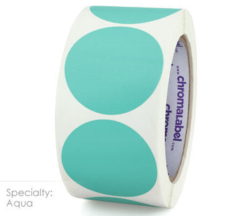 2" Color-Code Round Permanent Labels, 500 Stickers/Roll Aqua NRKWQ6K) - larger clean product image