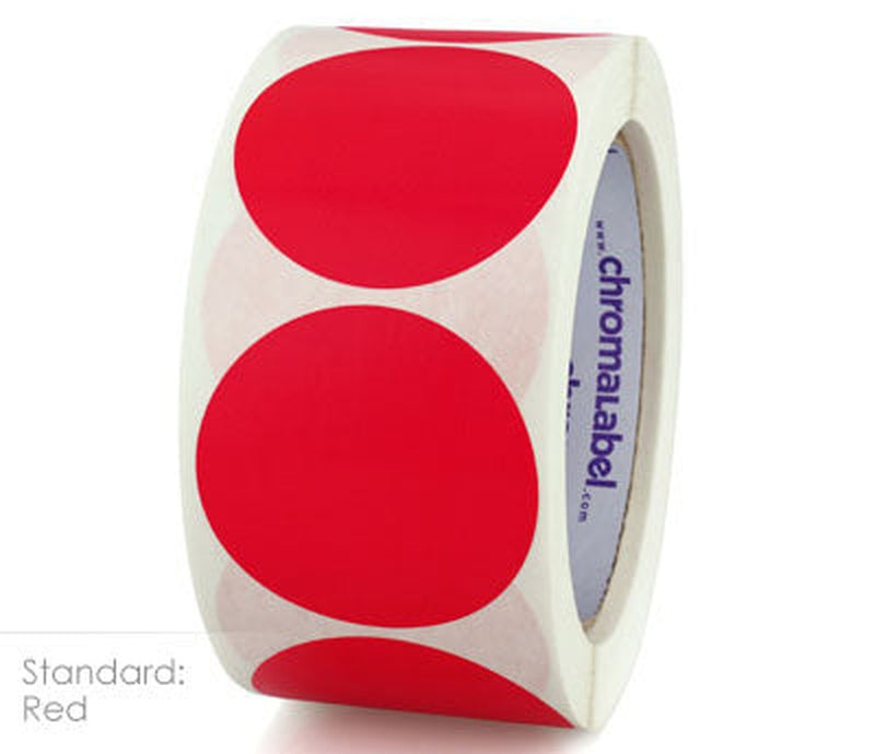 2" Color-Code Round Permanent Labels, 500 Stickers/Roll Red S1VFA7D) - larger clean product image
