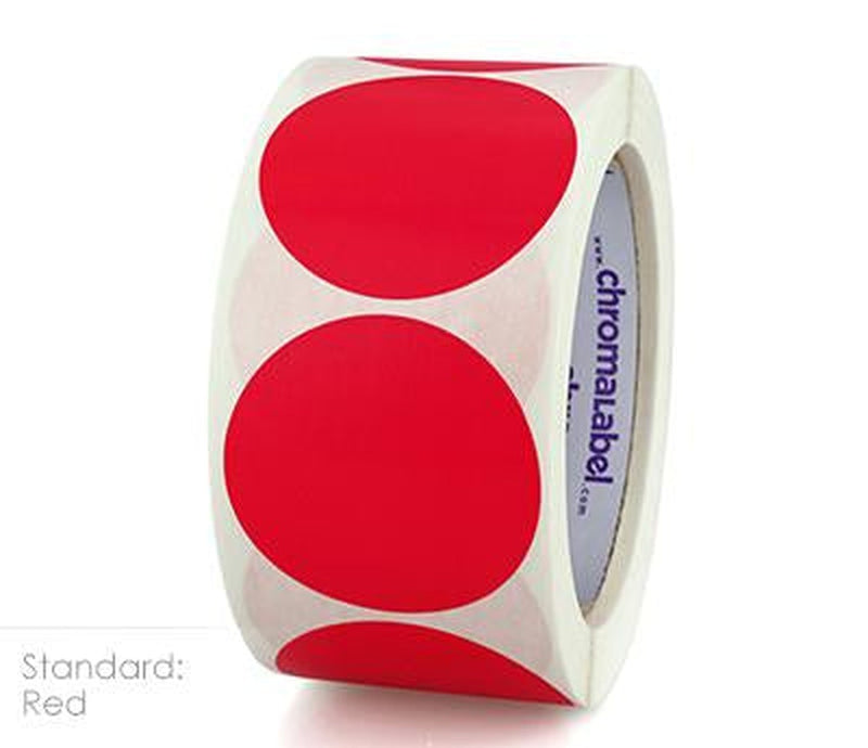 2" Removable Color-Code Round Dot Inventory Labels: 500/Roll – Red