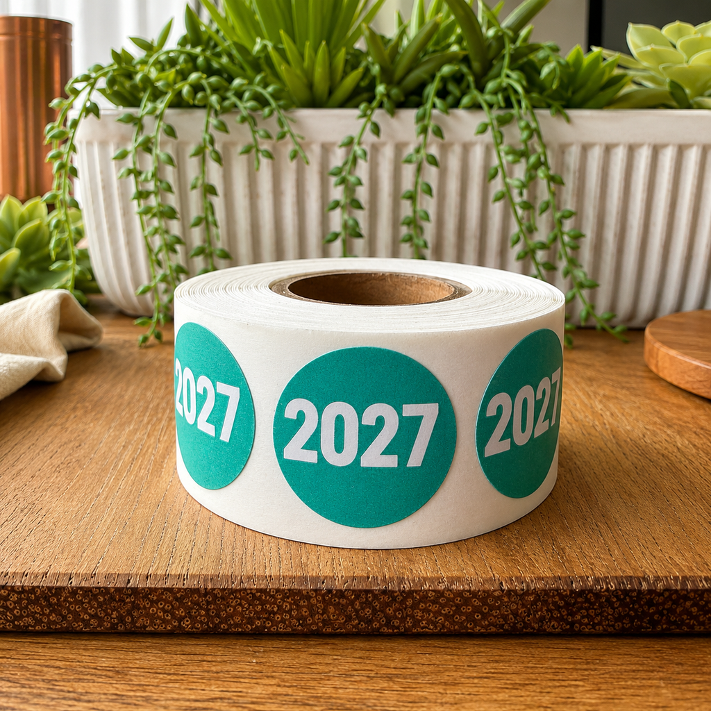 Year 2027 Stickers – 3/4 Inch Round Labels, 500/Roll
