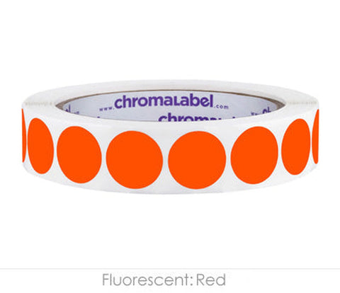 3/4 Inch Color-Code Dot Stickers - 1,000 per Roll, Permanent Adhesive Fluorescent Red - larger clean product image