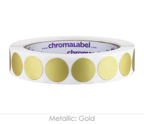 3/4 Inch Color-Code Dot Stickers - 1,000 per Roll, Permanent Adhesive Metallic Gold - larger clean product image
