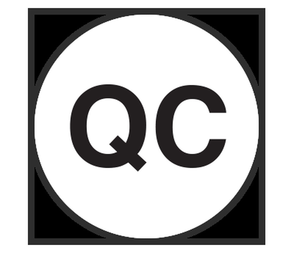 3/4" Permanent Round, Color-Code Imprinted "QC" Quality Control Labels: 500/PACK White QC - larger clean product image