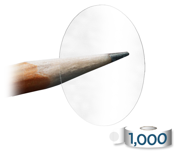 3/4" x 1" Clear Oval Wafer Seals: 1,000/Roll - Perf. & Non-Perf.
