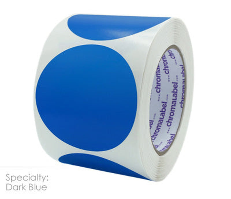 3" Permanent Color-Code Round Circle Inventory Labels: 500/Roll – Dark Blue