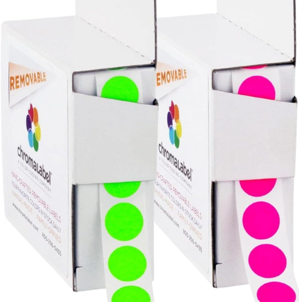 1/2" Removable Fluorescent Pink and Fluorescent Green Kit, 2 Boxes, 1000/Box