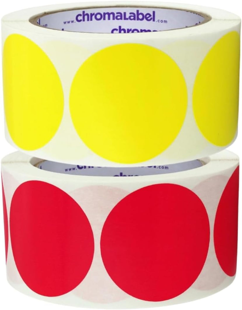 2" Permanent Round Color-Code Dot, Inventory Labels, Red and Yellow, 2 Rolls, 500/Roll – Default Title