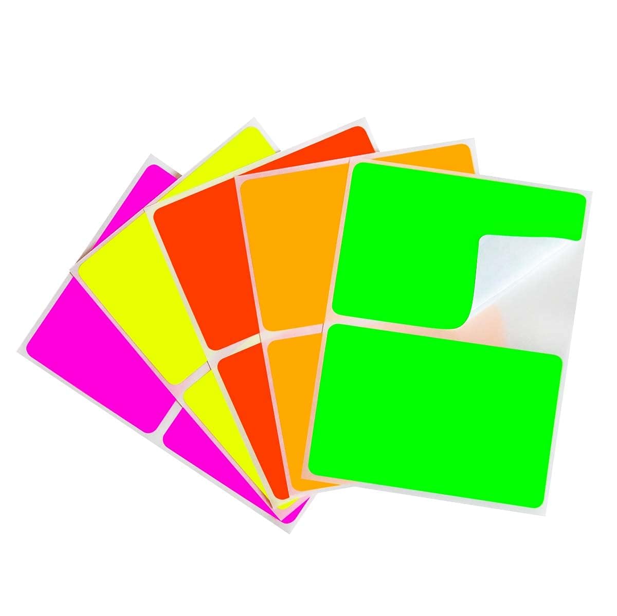 2 in x 3 in Removable Color-Code Rectangle Label Variety Kit (Fluorescent Colors), Default Title