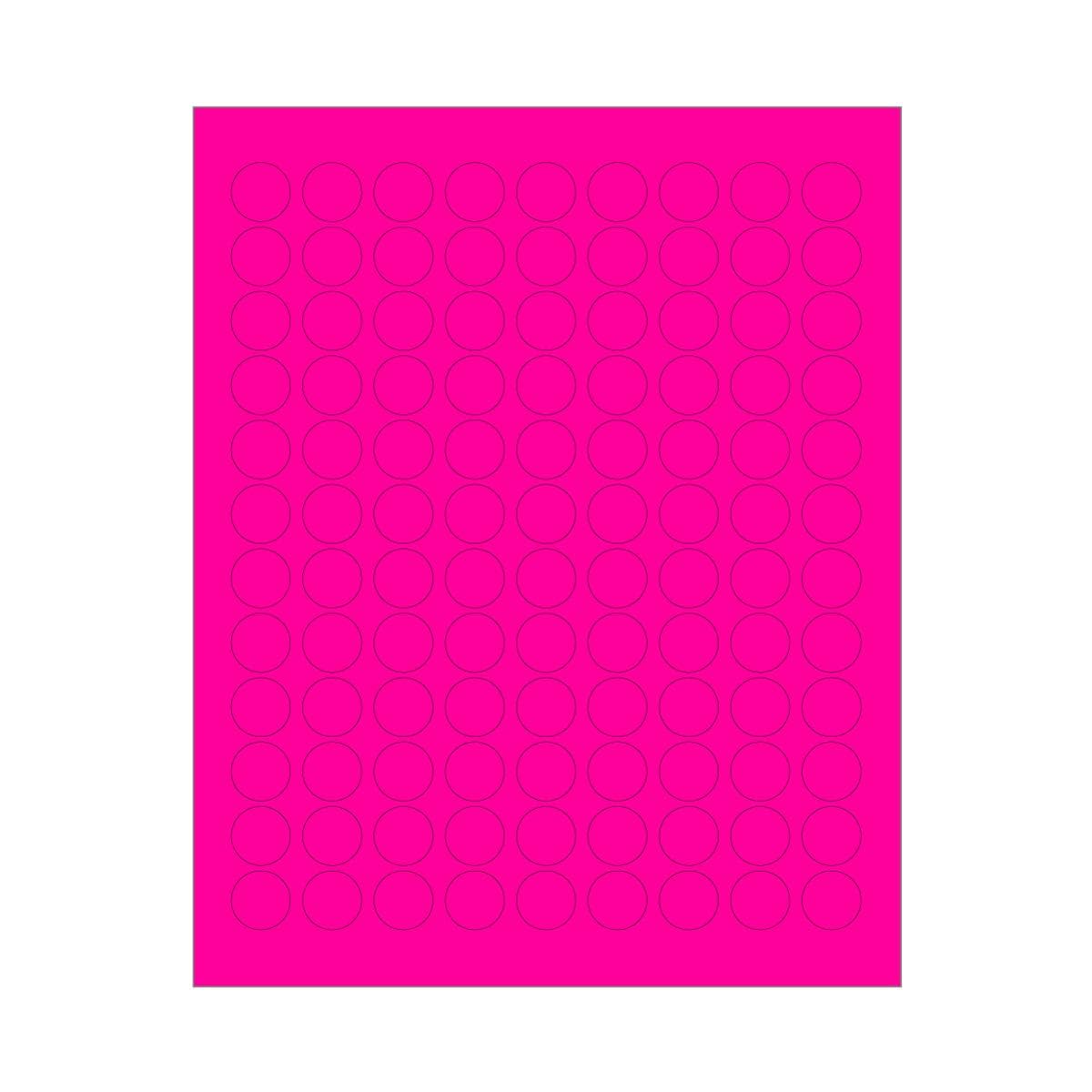3/4 in Printable Round Labels, Assorted Fluorescent Colors, Fluorescent Pink